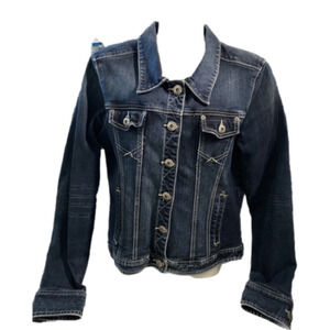 WAREHOUSE One  Women's Dark Wash Denim Jean Jacket (Medium)